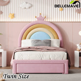 Bellemave® Velvet Upholstered Rainbow Platform Bed with Storage Drawer - Bellemave